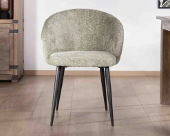 Online Lot de 2 chaises contemporaines et enveloppantes en tissu bouclé vert