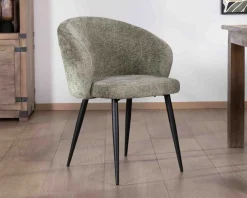 Online Lot de 2 chaises contemporaines et enveloppantes en tissu bouclé vert