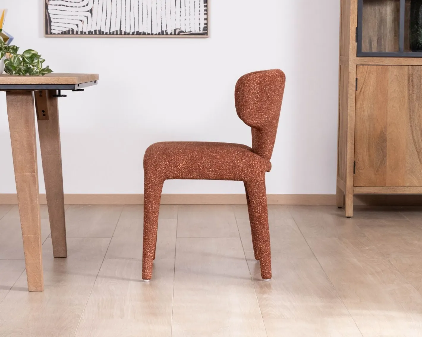 Outlet Lot de 2 chaises contemporaines avec habillage intégral en tissu terracotta “Milano” Chaise