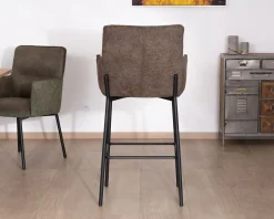 New Lot de 2 chaises de bar bi-matière cognac et marron 