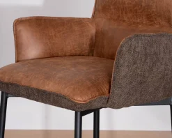 New Lot de 2 chaises de bar bi-matière cognac et marron 