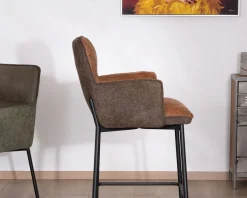 New Lot de 2 chaises de bar bi-matière cognac et marron 