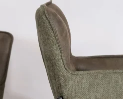 Lot de 2 chaises de bar bi-matière vert et pieds en métal noir 
