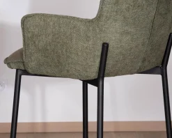 Lot de 2 chaises de bar bi-matière vert et pieds en métal noir 