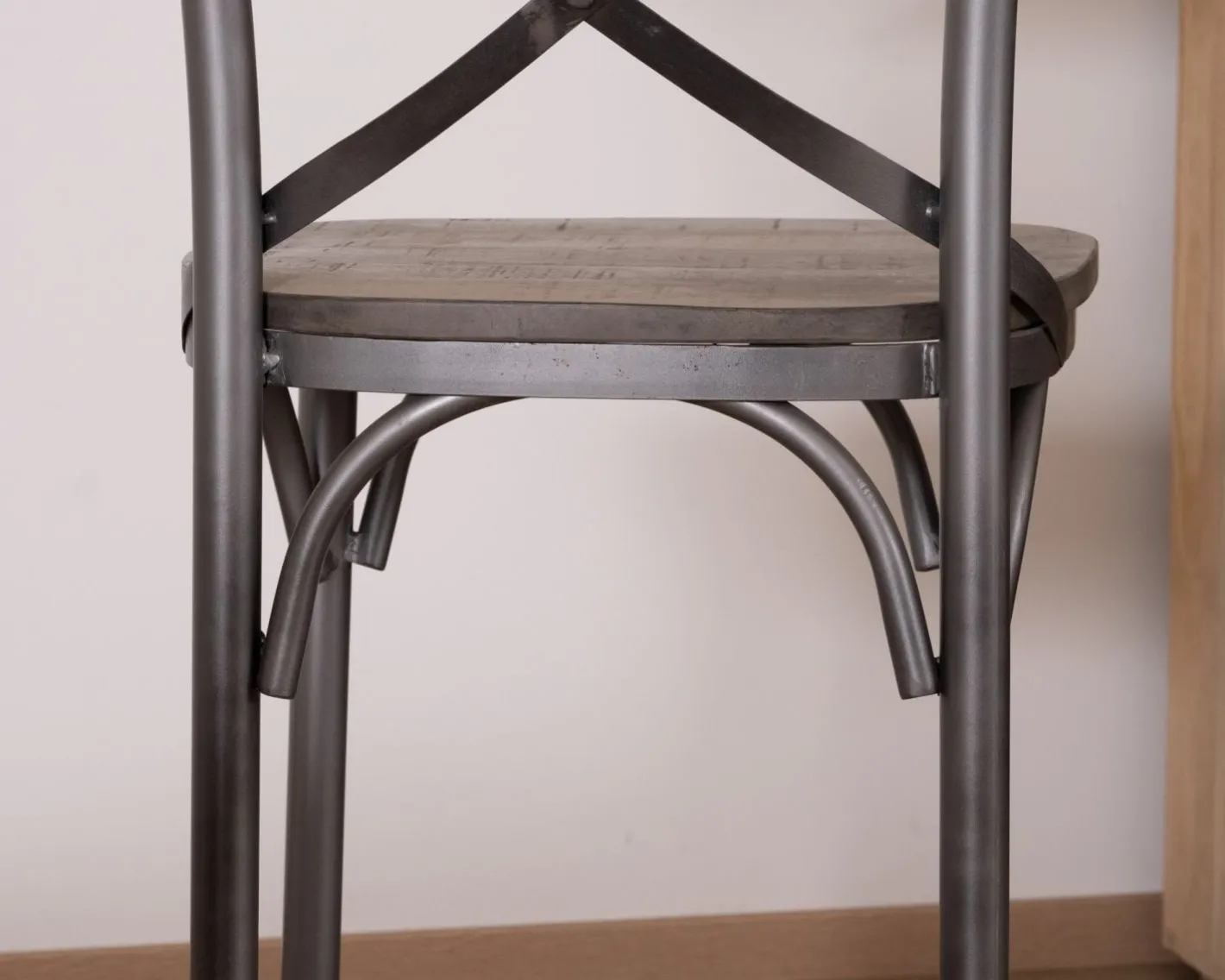 Hot Lot de 2 chaises de bar gris foncé "Snack Indus" métal et bois Chaise De Bar