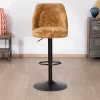 Discount Lot de 2 chaises de bar pivotantes et réglables en velours ocre "Zoung" et pied en métal noir Chaise De Bar