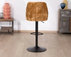 Discount Lot de 2 chaises de bar pivotantes et réglables en velours ocre 
