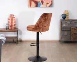 Best Lot de 2 chaises de bar pivotantes en velours ras terracotta avec dossier haut 