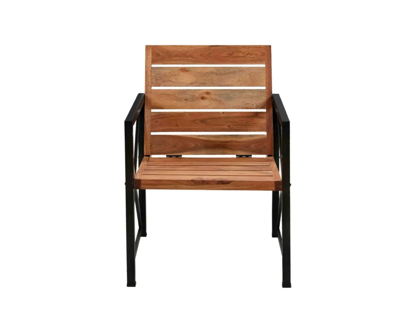 Clearance Lot de 2 chaises de jardin en bois et métal "Gardénia" Fauteuil De Jardin