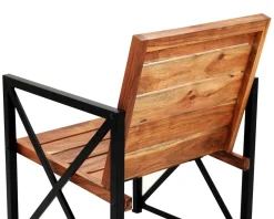 Clearance Lot de 2 chaises de jardin en bois et métal "Gardénia" Fauteuil De Jardin