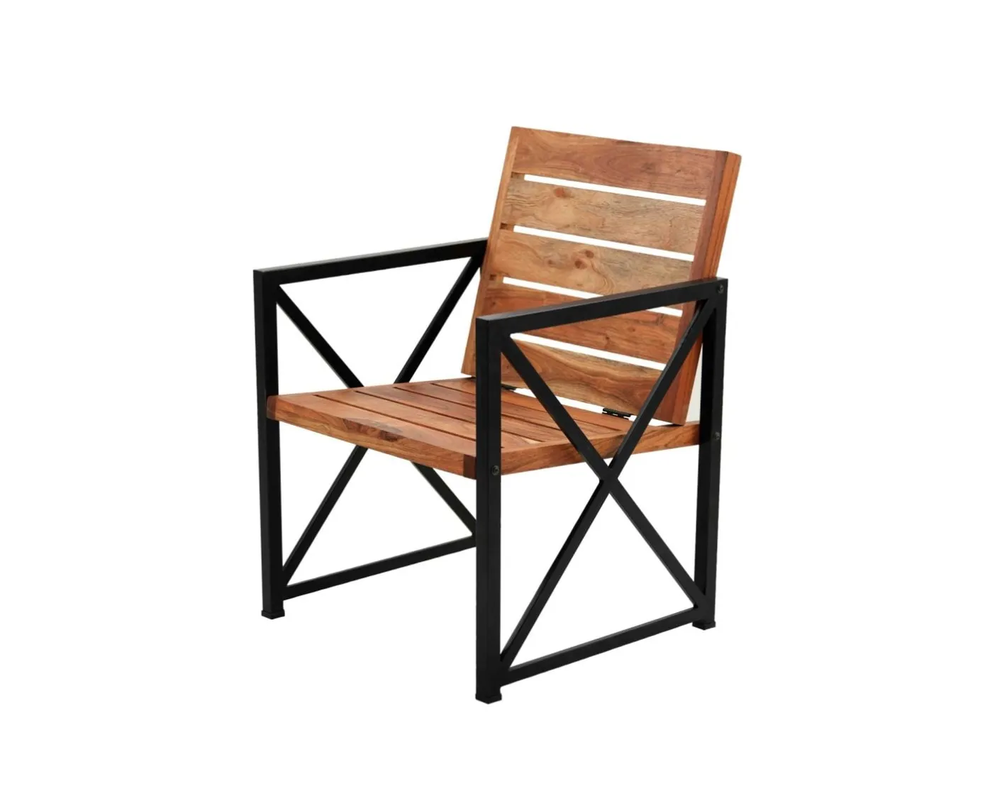 Clearance Lot de 2 chaises de jardin en bois et métal "Gardénia" Fauteuil De Jardin