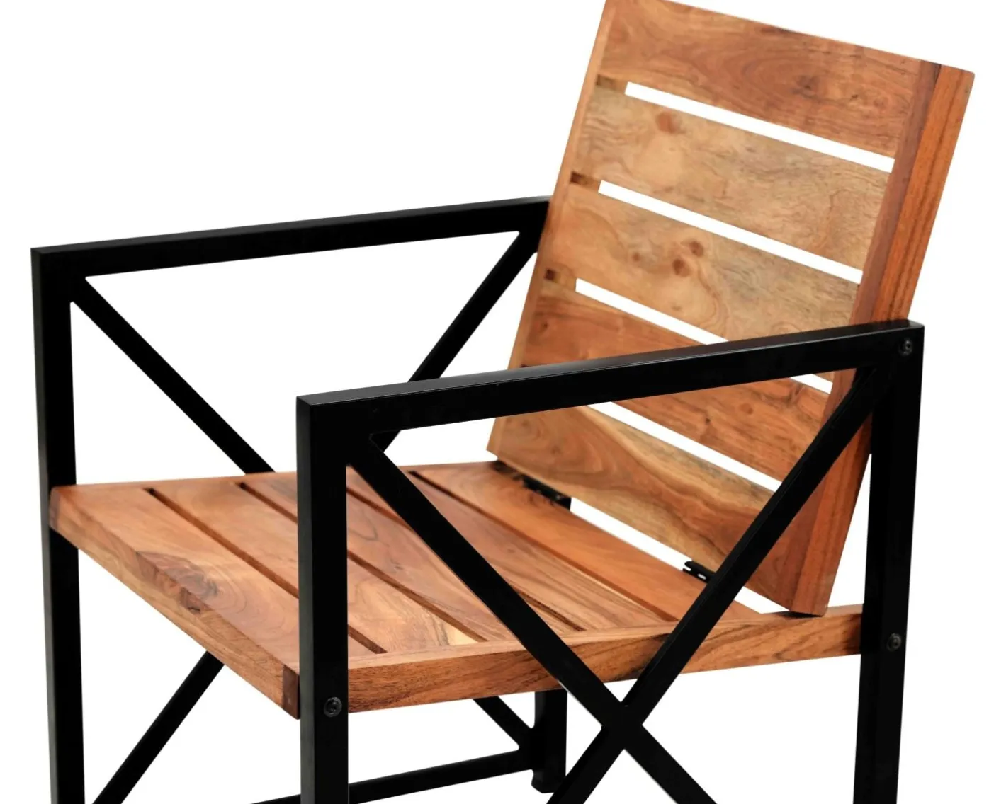 Clearance Lot de 2 chaises de jardin en bois et métal "Gardénia" Fauteuil De Jardin