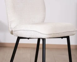 Online Lot de 2 chaises de repas confort style scandinave "Kinsac" en tissu bouclette blanc Chaise