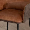 Clearance Lot de 2 chaises de repas confort "Lokka" bi-matière cognac et marron Chaise