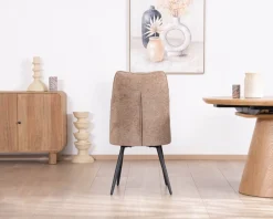Discount Lot de 2 chaises de repas contemporaines matelassées en tissu bouclette grège