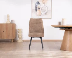 Discount Lot de 2 chaises de repas contemporaines matelassées en tissu bouclette grège
