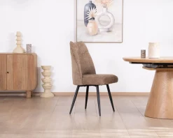 Discount Lot de 2 chaises de repas contemporaines matelassées en tissu bouclette grège