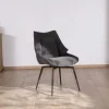 Clearance Lot de 2 chaises de repas contemporaines design "Niko" tissu anthracite Chaise