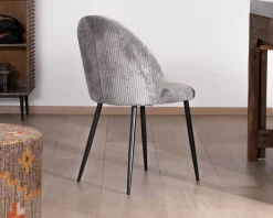 Outlet Lot de 4 chaises de repas contemporaines en velours côtelé gris "Bellot" Chaise