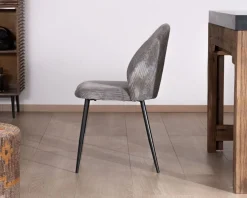 Outlet Lot de 4 chaises de repas contemporaines en velours côtelé gris
