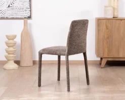 Online Lot de 4 chaises de repas contemporaines en tissu cacao tramé “Otto” revêtement intégral et lignes épurées Chaise