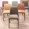 Hot Lot de 4 chaises de repas contemporaines “Otto” revêtement textile intégral en tissu vert sauge chiné Chaise