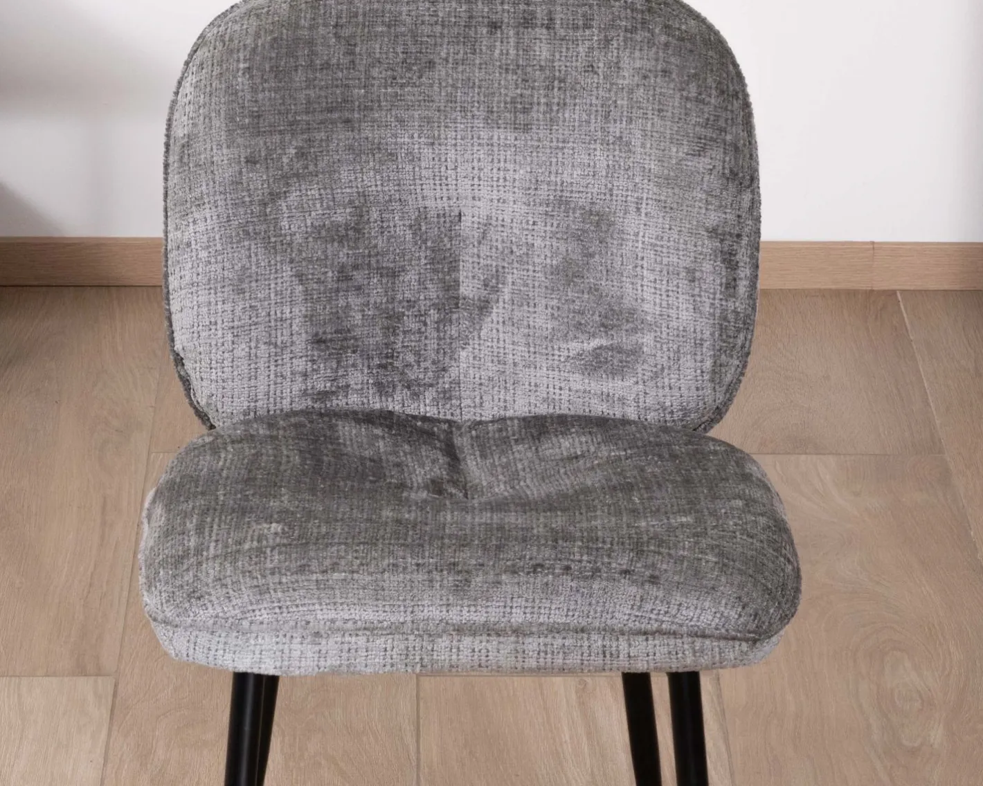 Online Lot de 2 chaises de repas contemporaines en tissu bouclette gris ultra doux "Kinsac" Chaise