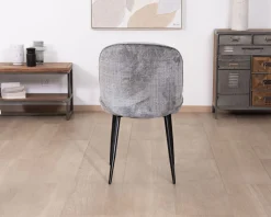 Online Lot de 2 chaises de repas contemporaines en tissu bouclette gris ultra doux