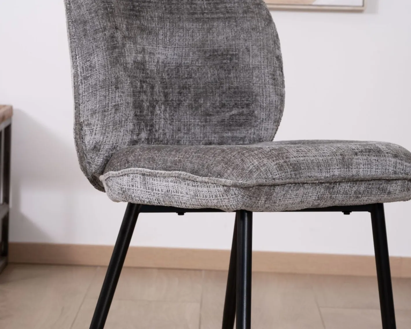 Online Lot de 2 chaises de repas contemporaines en tissu bouclette gris ultra doux "Kinsac" Chaise