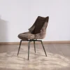 Sale Lot de 2 chaises de repas couleur chocolat et pieds métal design "Niko" Chaise
