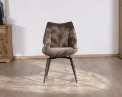 Sale Lot de 2 chaises de repas couleur chocolat et pieds métal design