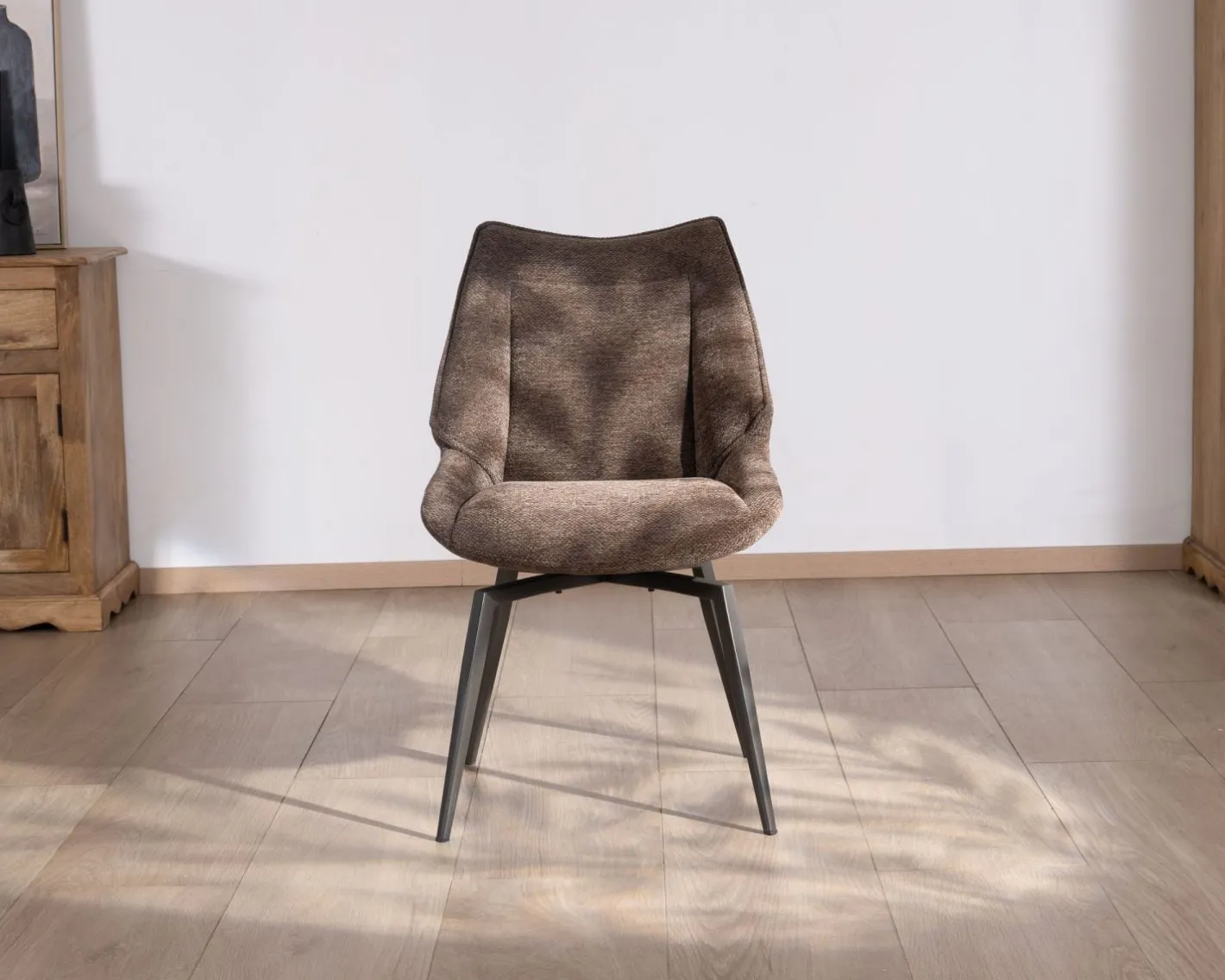 Sale Lot de 2 chaises de repas couleur chocolat et pieds métal design "Niko" Chaise