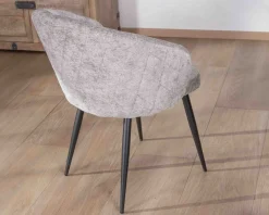 Hot Lot de 2 chaises de repas design en tissu gris clair et pieds métal noirs