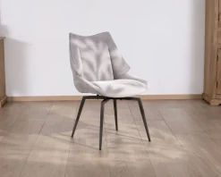 Online Lot de 2 chaises de repas design et enveloppantes en tissu gris clair