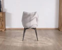 Online Lot de 2 chaises de repas design et enveloppantes en tissu gris clair