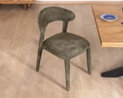 Sale Lot de 2 chaises de repas design recouvrement total en tissu bouclettes kaki