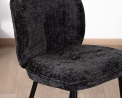 Best Lot de 2 chaises de repas design arrondi en tissu noir et pieds métal 