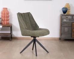 New Lot de 2 chaises de repas design contemporain en tissu vert