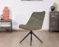 New Lot de 2 chaises de repas design contemporain en tissu vert