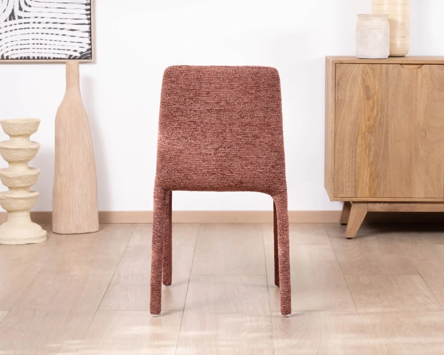 Online Lot de 4 chaises de repas empilables avec habillage intégral "Otto" en tissu tramé rouge Chaise