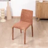 Sale Lot de 4 chaises de repas empilables “Otto” design épuré avec habillage intégral en tissu terracotta Chaise