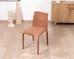 Sale Lot de 4 chaises de repas empilables “Otto” design épuré avec habillage intégral en tissu terracotta Chaise
