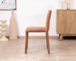 Sale Lot de 4 chaises de repas empilables “Otto” design épuré avec habillage intégral en tissu terracotta Chaise