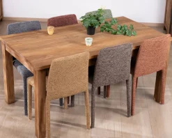 Sale Lot de 4 chaises de repas empilables “Otto” design épuré avec habillage intégral en tissu terracotta Chaise