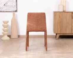 Sale Lot de 4 chaises de repas empilables “Otto” design épuré avec habillage intégral en tissu terracotta Chaise