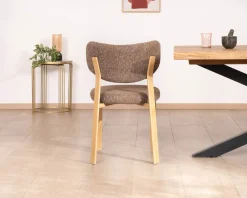Best Lot de 2 chaises de repas empilables design et chaleureuses "Staccato" tissu tramé marron et pieds aspect chêne Chaise