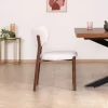 Hot Lot de 2 chaises de repas empilables esprit rétro en tissu tramé blanc "Staccato" pieds aspect bois foncé Chaise
