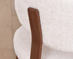 Hot Lot de 2 chaises de repas empilables esprit rétro en tissu tramé blanc "Staccato" pieds aspect bois foncé Chaise