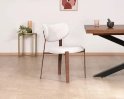 Hot Lot de 2 chaises de repas empilables esprit rétro en tissu tramé blanc