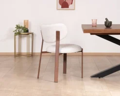 Hot Lot de 2 chaises de repas empilables esprit rétro en tissu tramé blanc